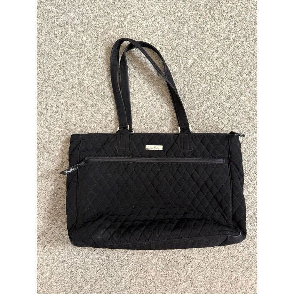 Vera Bradley Large Black Quilted Travel Laptop Case Tote